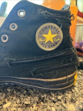 Converse High Top Sneakers in Black with Yellow Star